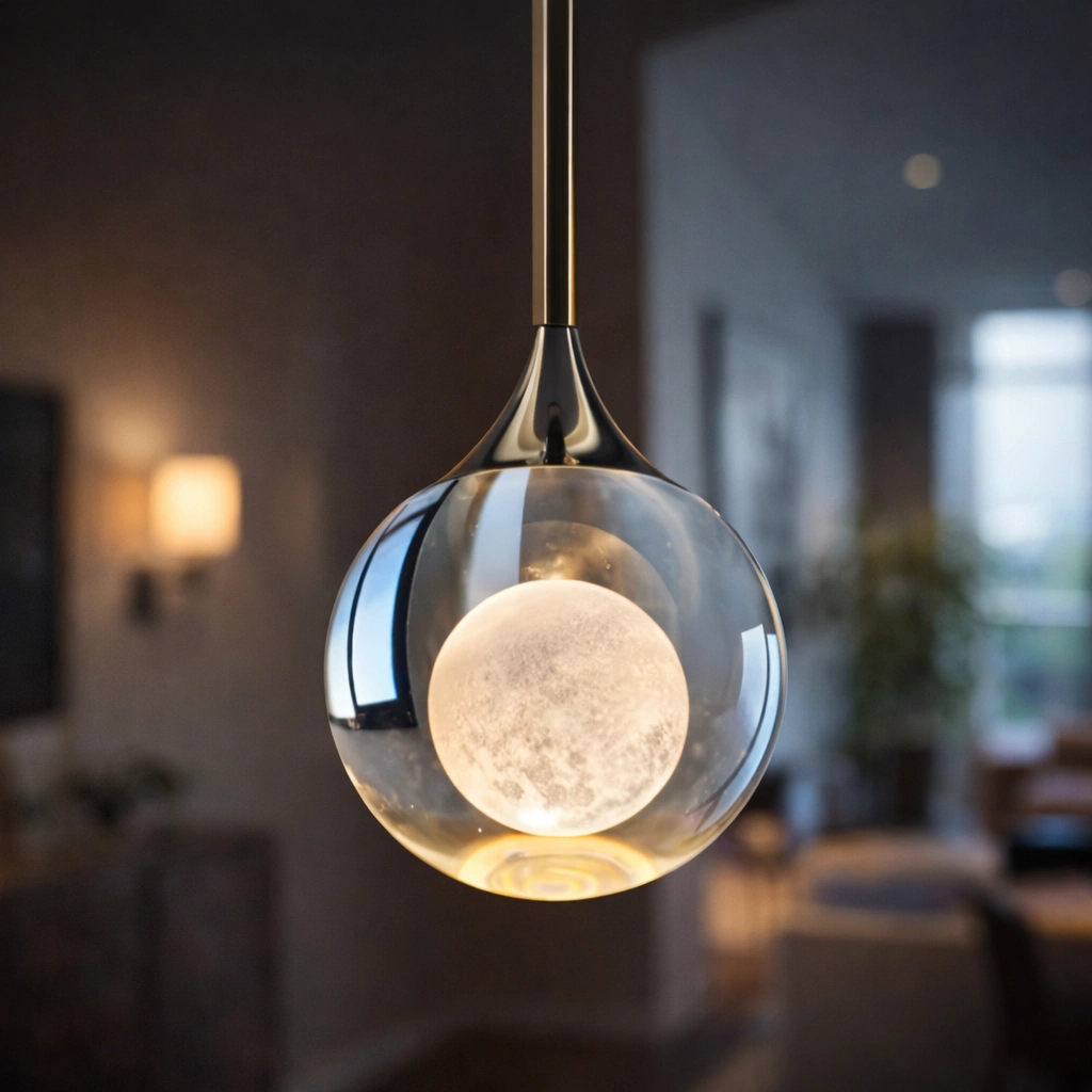 Księżycowy blask zamknięty w eleganckiej formie LUNAYA to niezwykła wisząca lamp