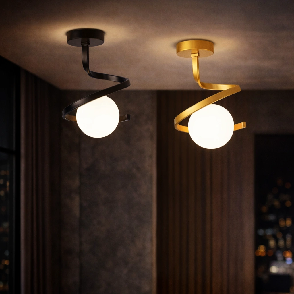 VRIDDA — Designerska lampa sufitowa LED o spiralnej formie