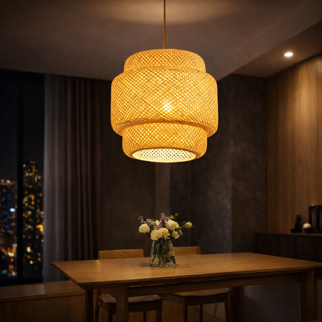 Wiklinowa lampa sufitowa z duszą natury Silarin
