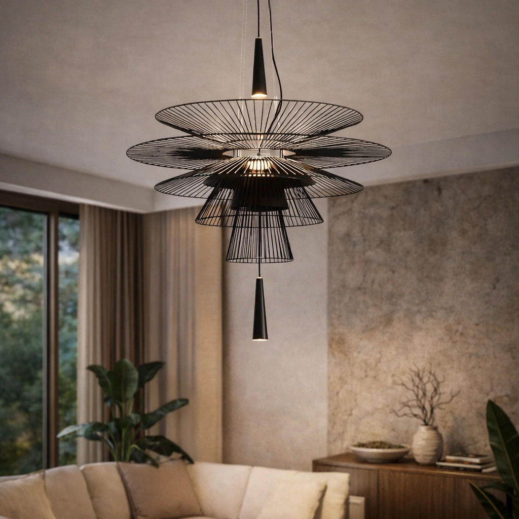 Yrsa – artystyczna wisząca lampa sufitowa ze złotym lub czarnym wykończeniem