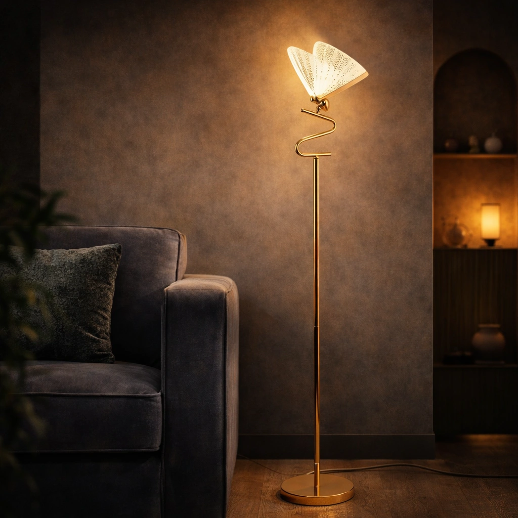 FJÄRILL – Lampa podłogowa LED z motywem motyla