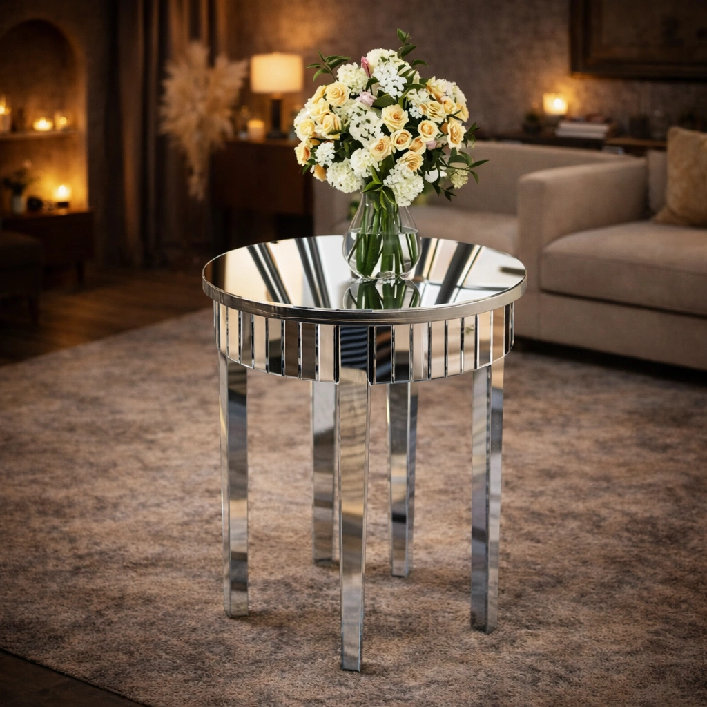 MIRAGLIO – Lustrzany Stolik Boczny w stylu Glamour