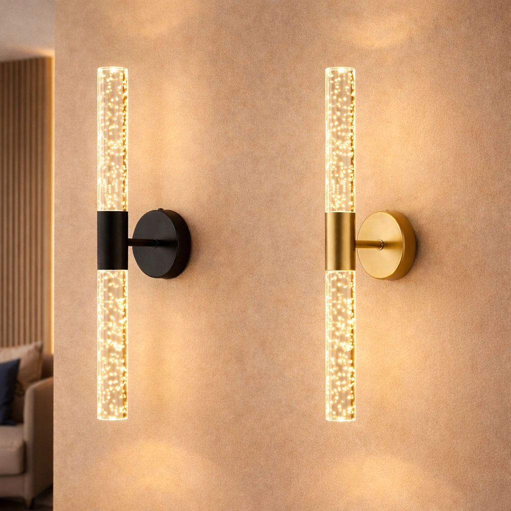 LUMIÉRA – Kinkiet LED Bubble Crystal | Złoto / Czerń | Lampa Ścienna Glamour