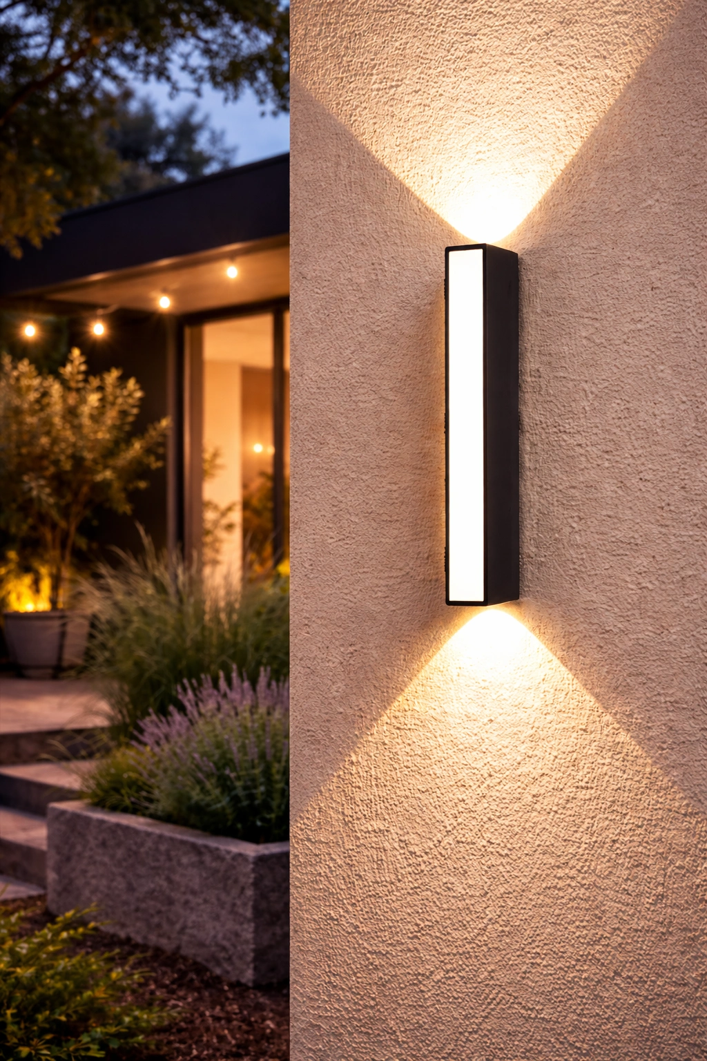 TRIVION – Nowoczesny Kinkiet Elewacyjny LED Góra–Dół + Przód | IP65 | Czarny Mat | Aluminium