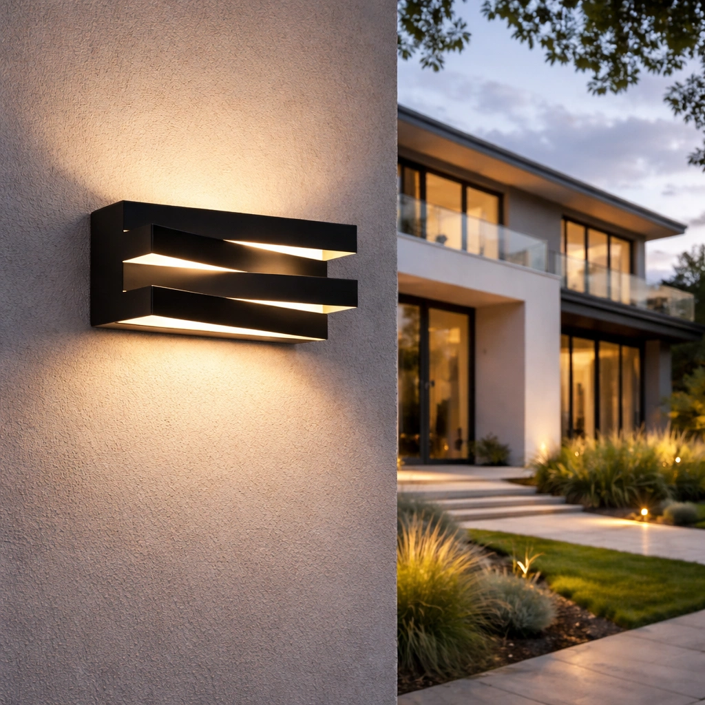Kinkiet elewacyjny LED STRAVO – nowoczesna lampa zewnętrzna metalowa czarna / biała | architektoniczne światło fasady